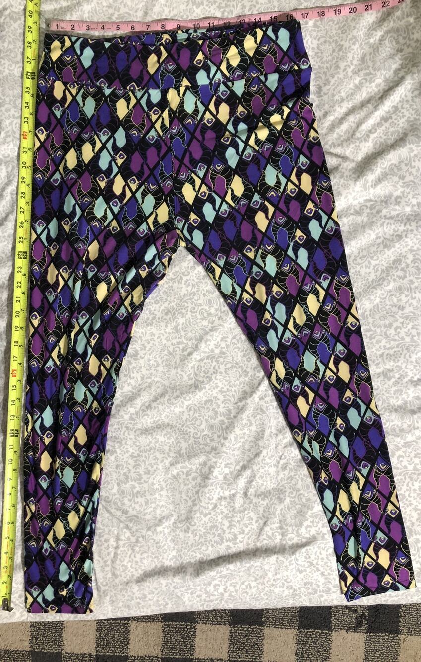 LuLaRoe Disney Villains Leggings TC2 Plus Size Maleficent Stained Glass Purple